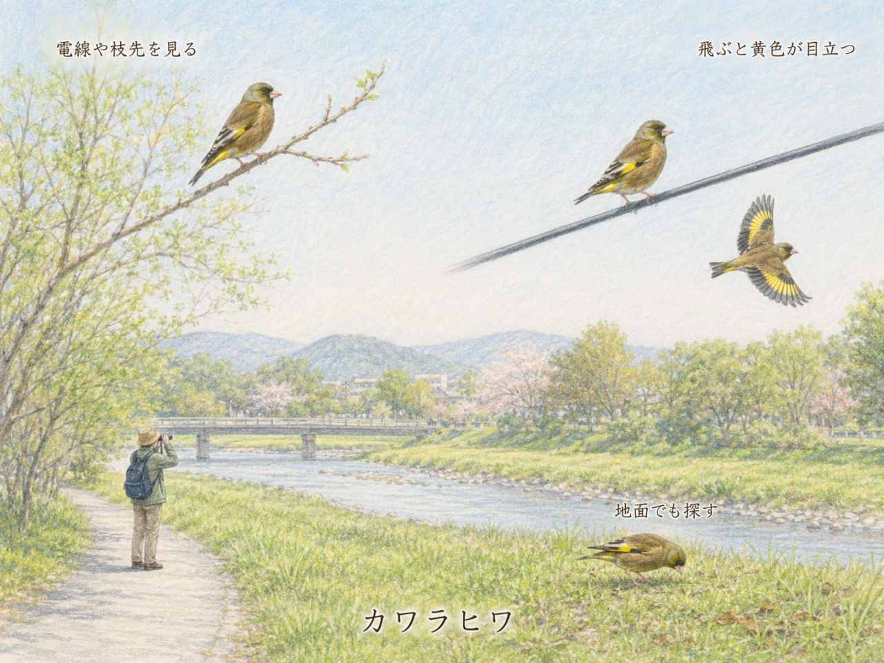 カワラヒワを見つけるコツ