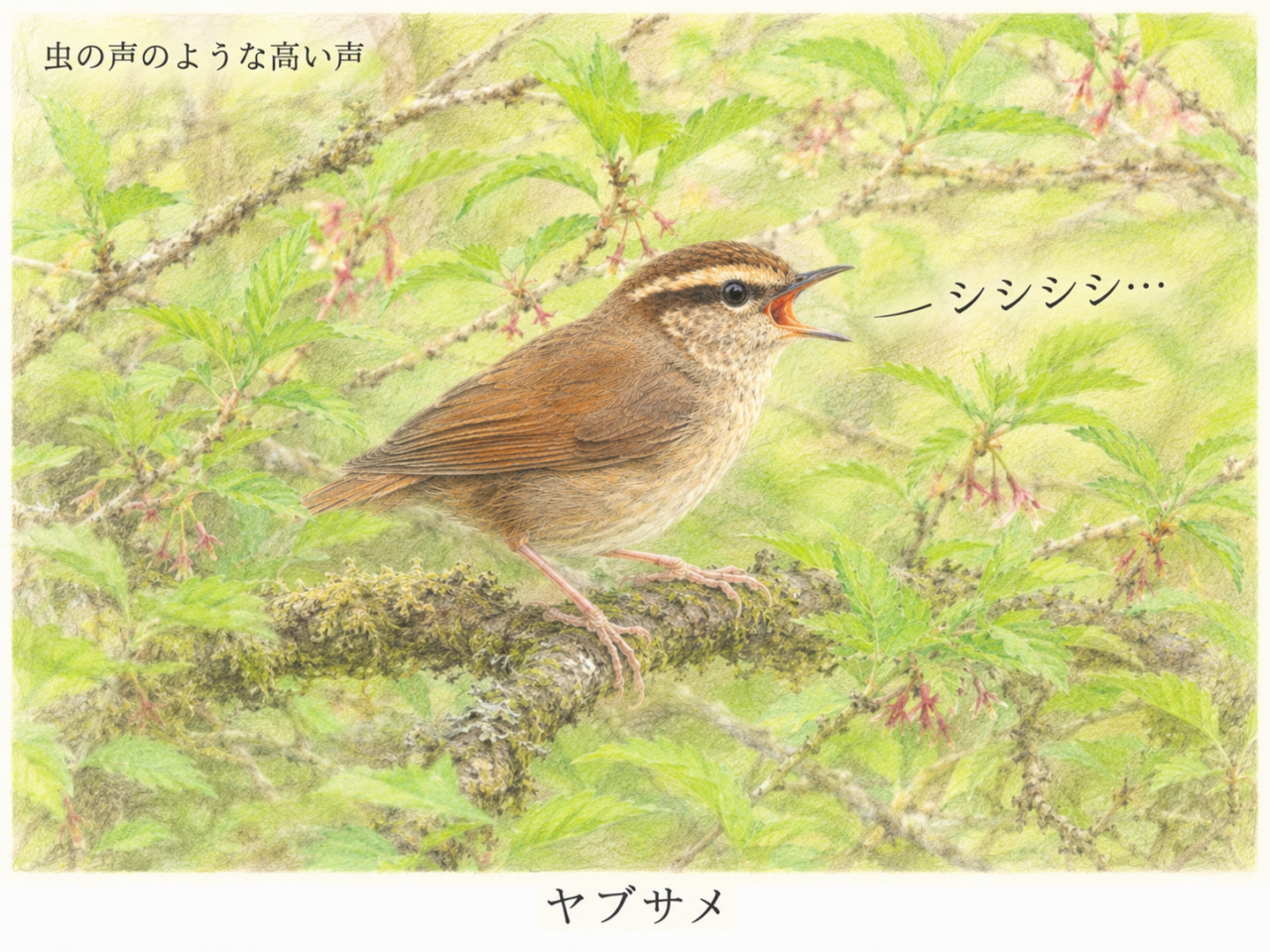 ヤブサメの鳴き声｜虫の声のように聞こえる高い声