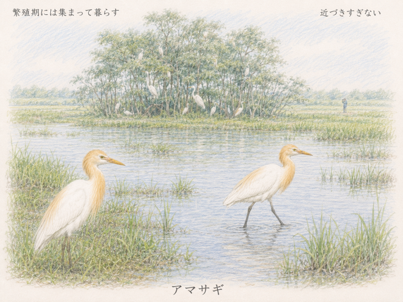 アマサギのコロニーと繁殖
