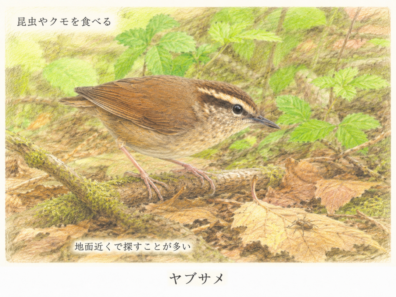 ヤブサメの食べ物｜昆虫やクモを食べる