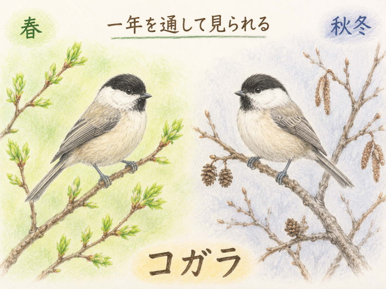コガラの季節｜いつ見られる鳥？