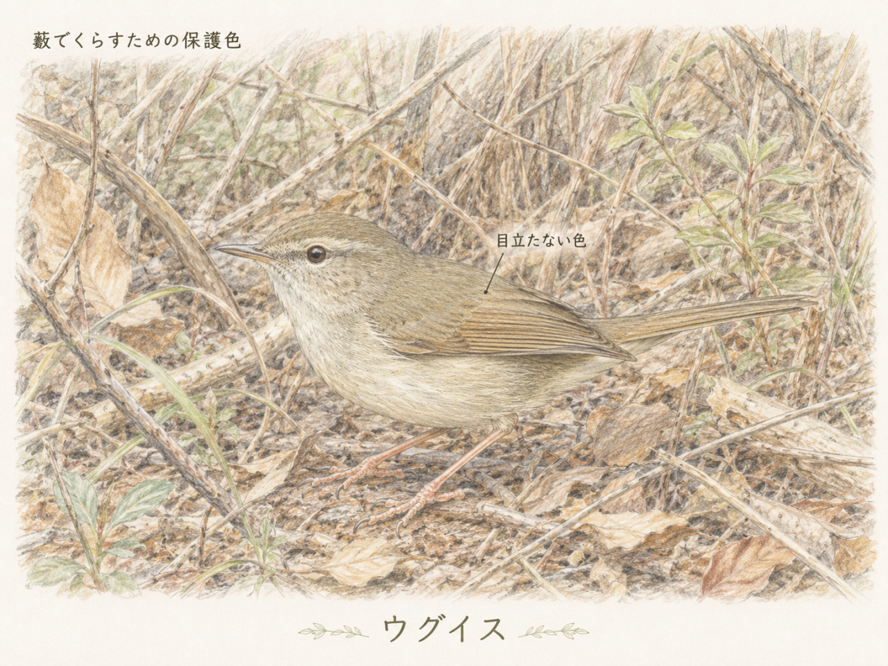 ウグイスが地味な理由|藪の中で生きるための保護色