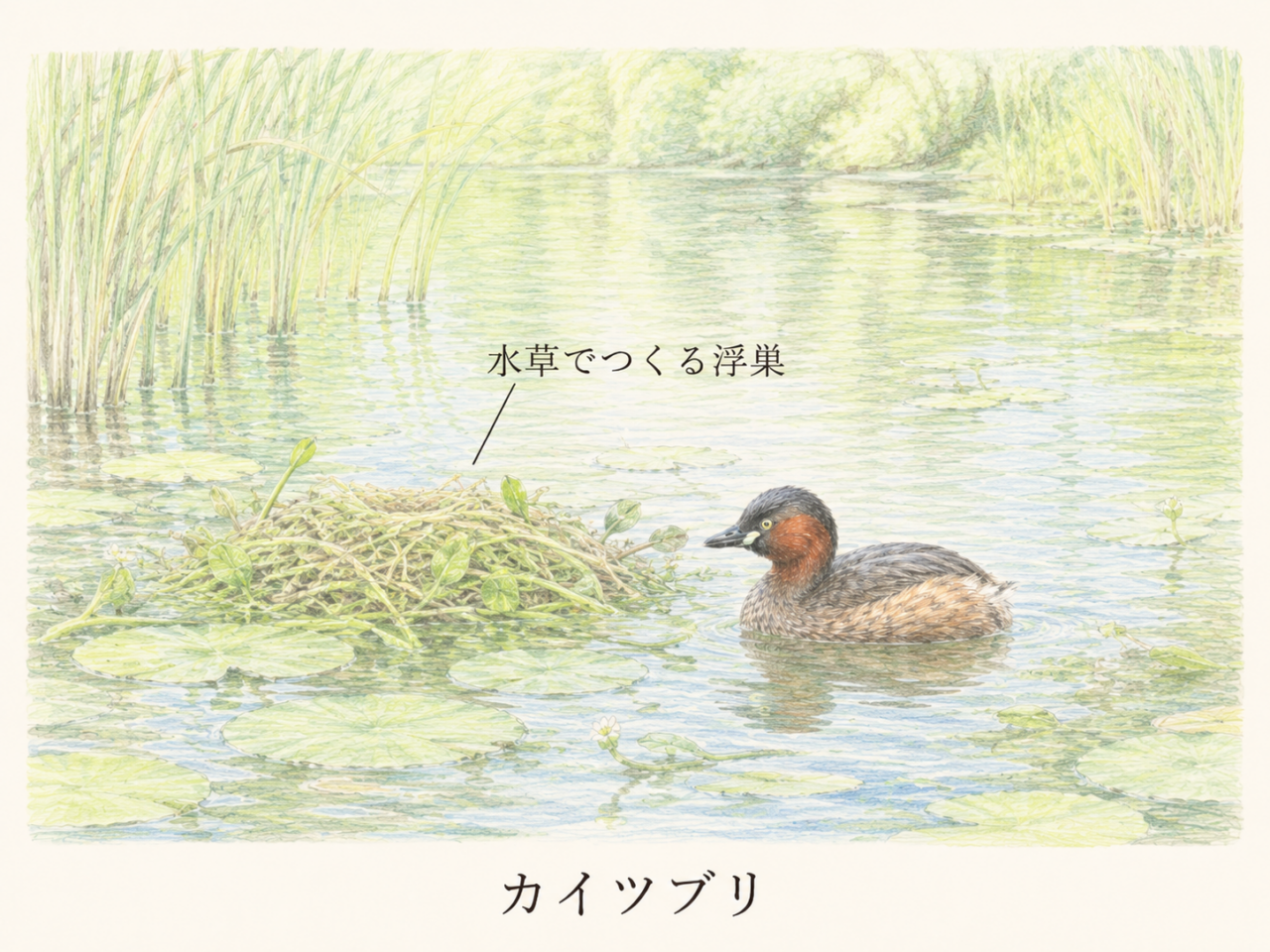 カイツブリの巣作りと繁殖