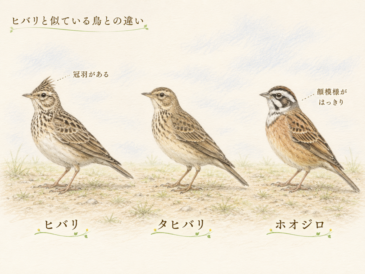 ヒバリと似ている鳥との違い