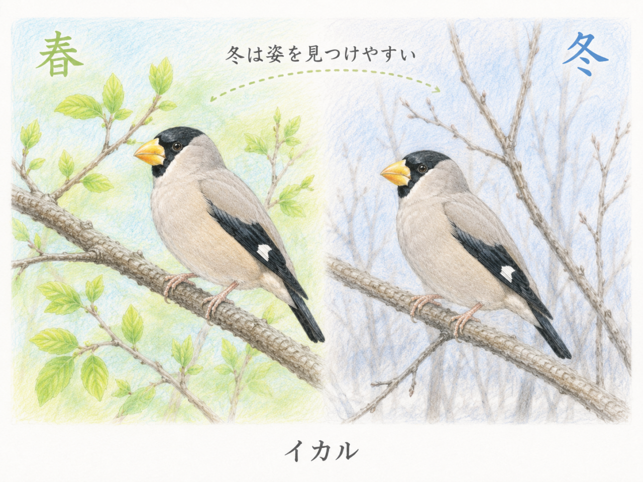 イカルが見られる季節|冬は出会いやすい?
