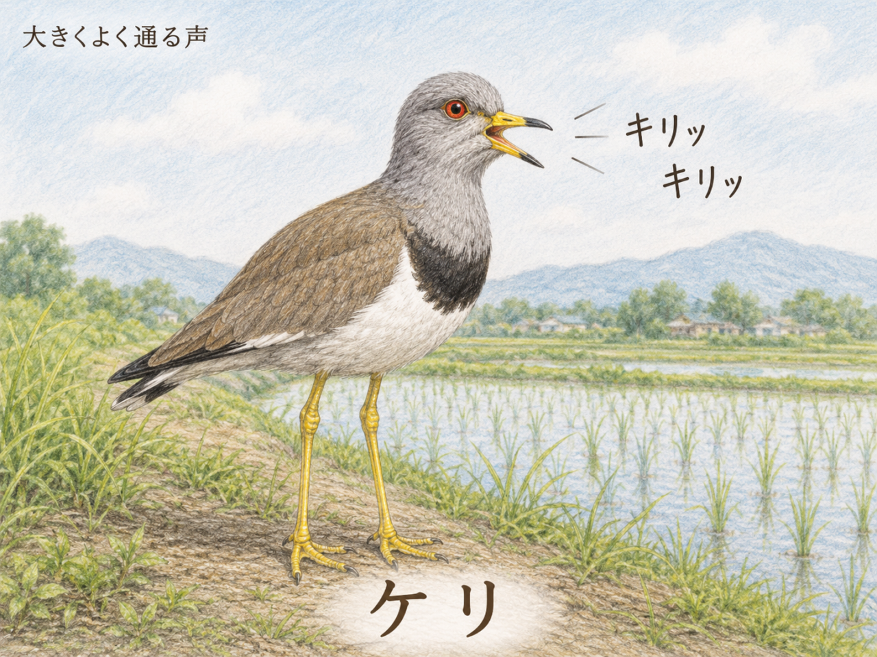 ケリの鳴き声は?「キリッキリッ」と響く鋭い声