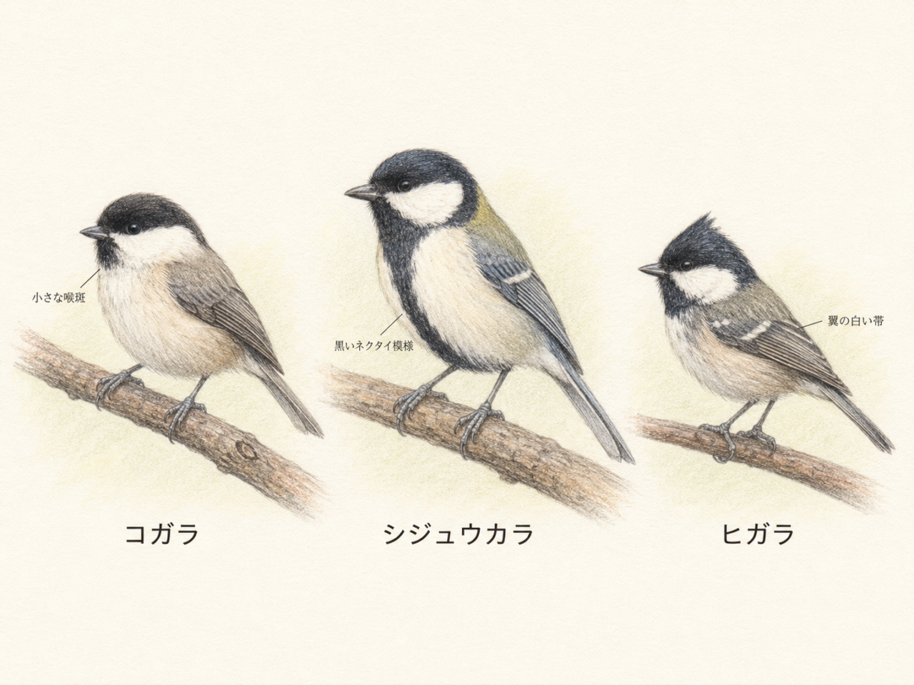 コガラと似ている鳥の違い