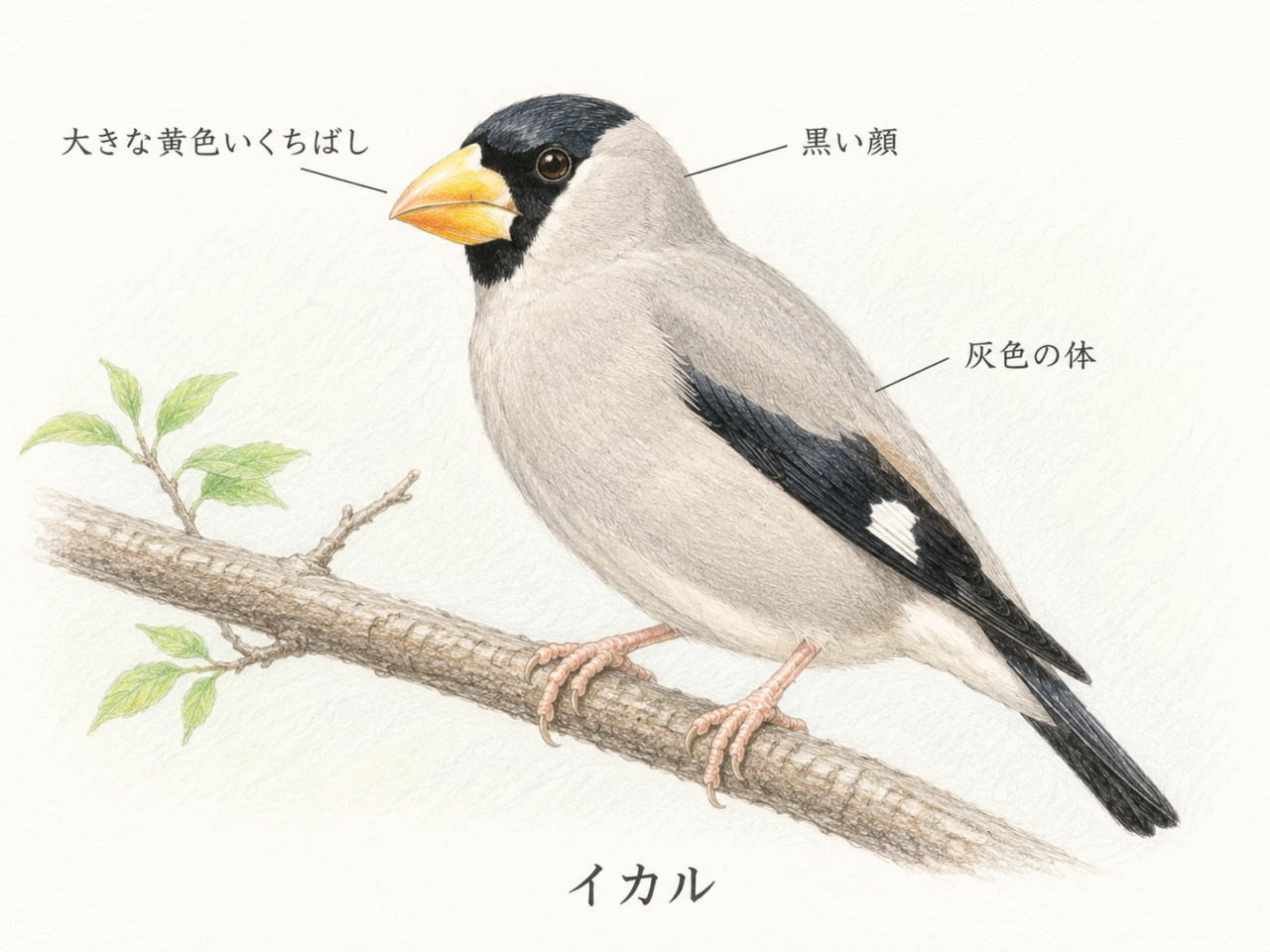 イカルとは?黄色いくちばしが目立つアトリ科の野鳥
