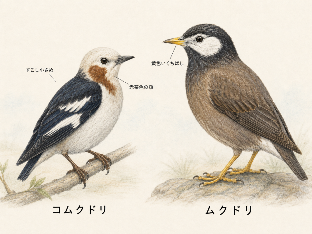 コムクドリとムクドリの違い