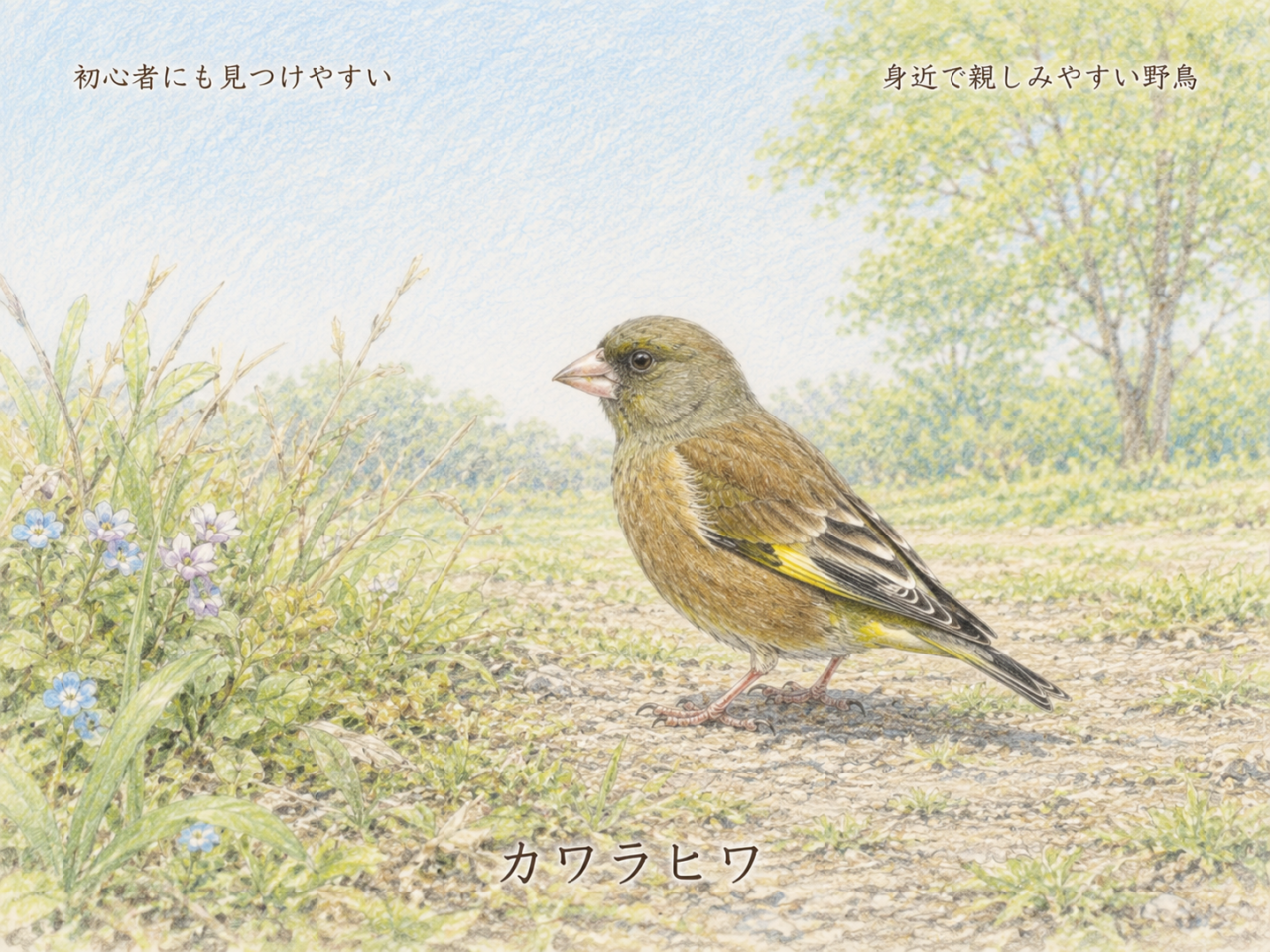カワラヒワは初心者にもおすすめの観察対象