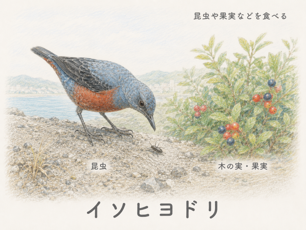 イソヒヨドリの食べ物