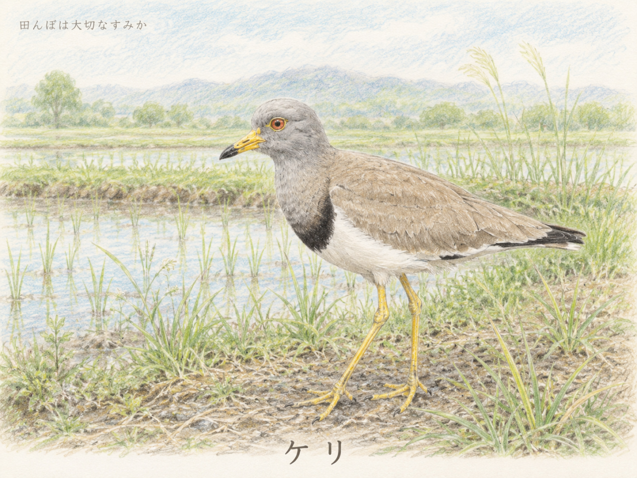 ケリが暮らす田んぼ環境の大切さ