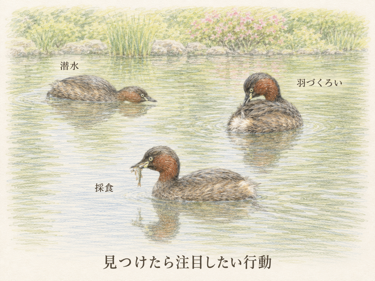 カイツブリを見つけたら注目したい行動