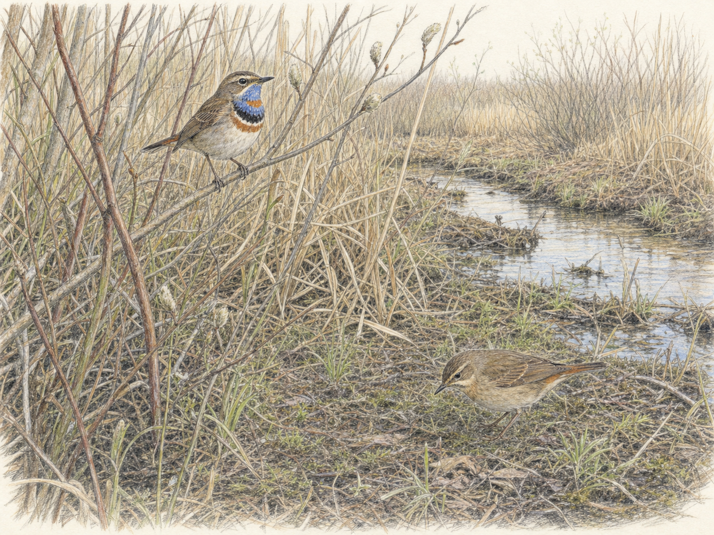 オガワコマドリの分布と生息環境｜湿地・ヨシ原・低木