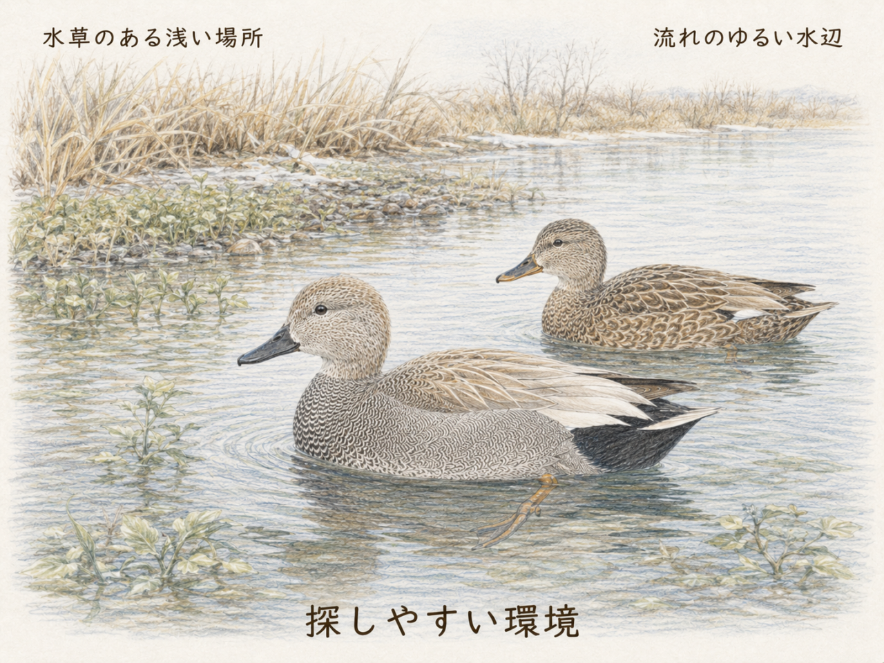 オカヨシガモを探しやすい環境