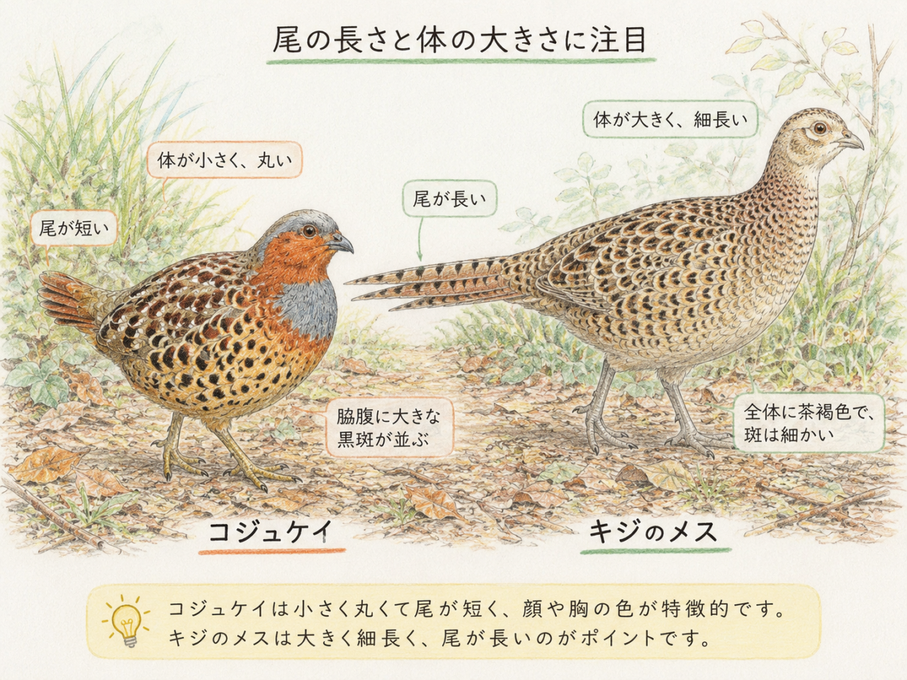 コジュケイとキジの違い