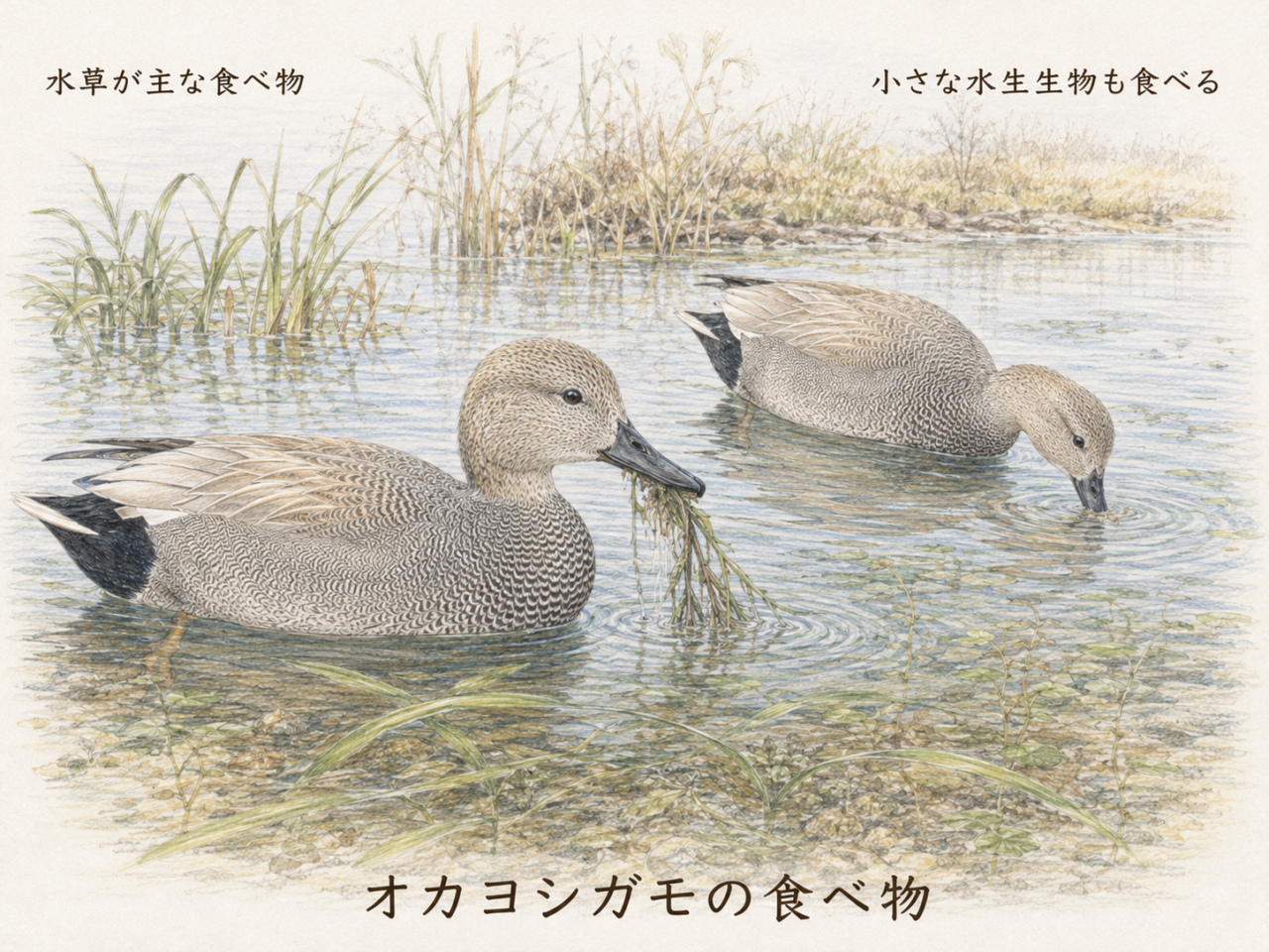 オカヨシガモの食べ物