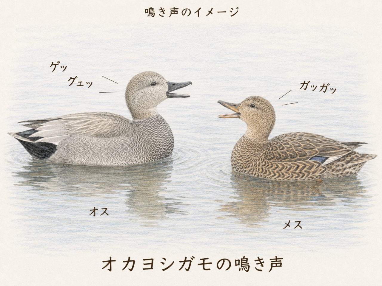 オカヨシガモの鳴き声