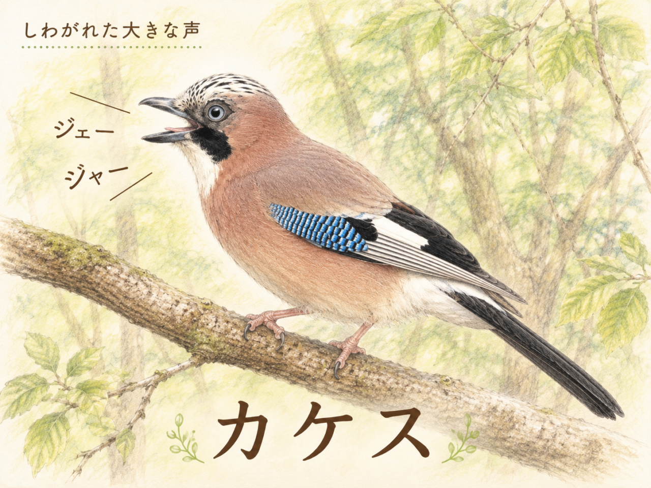 カケスの鳴き声|「ジェー」「ジャー」と聞こえる森の声