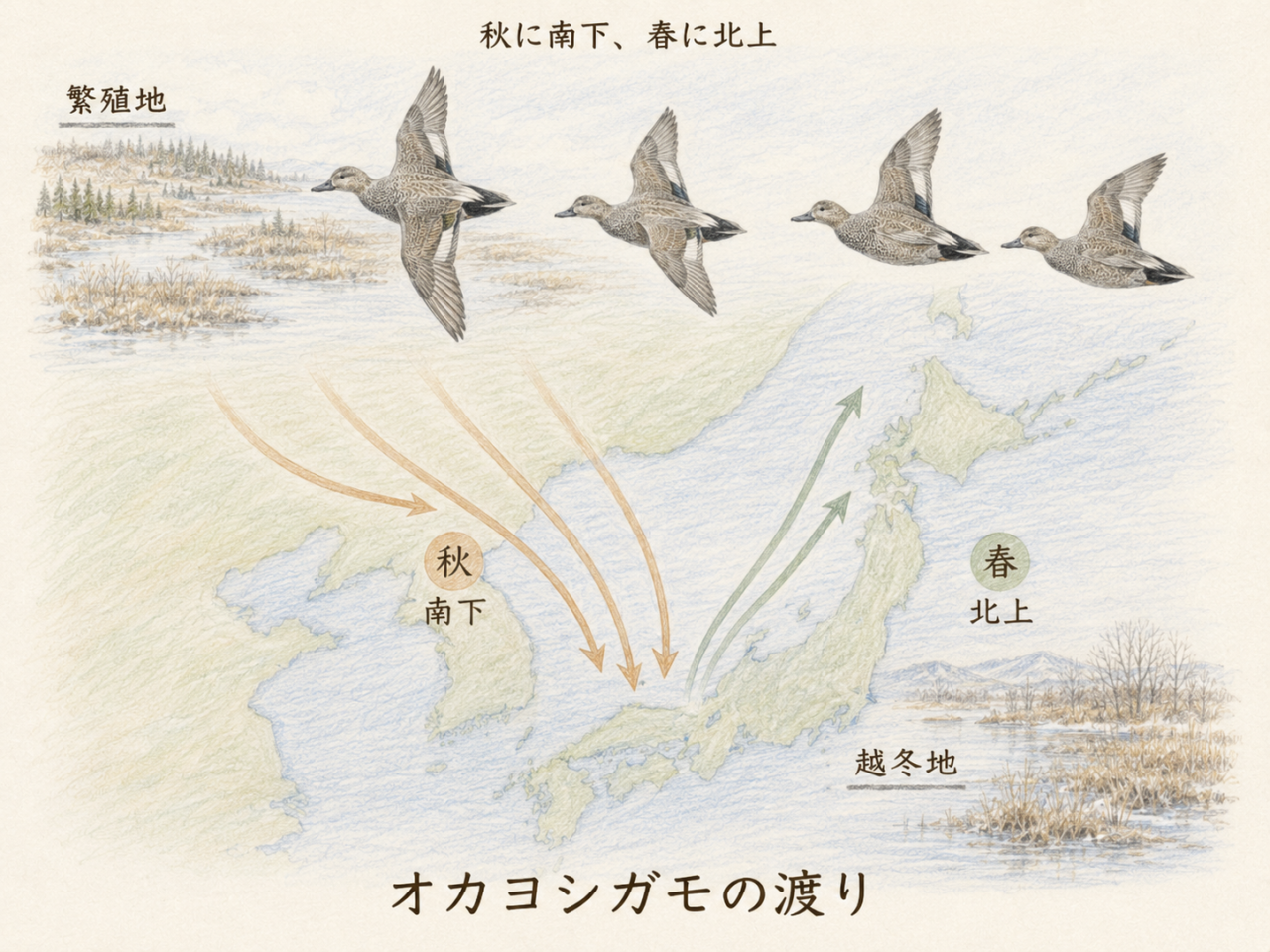 オカヨシガモの渡り