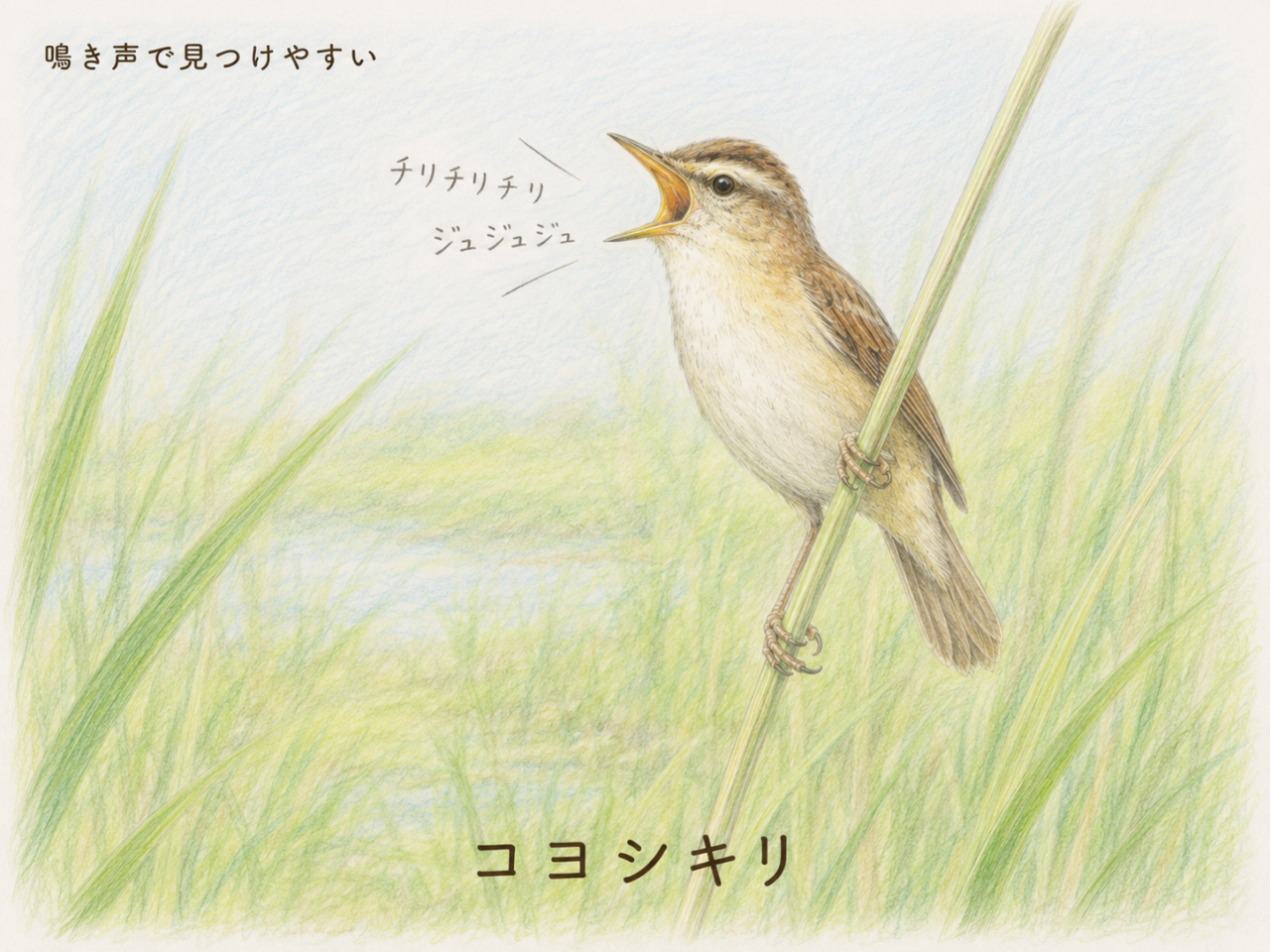 コヨシキリの鳴き声|細かく複雑なさえずりが特徴