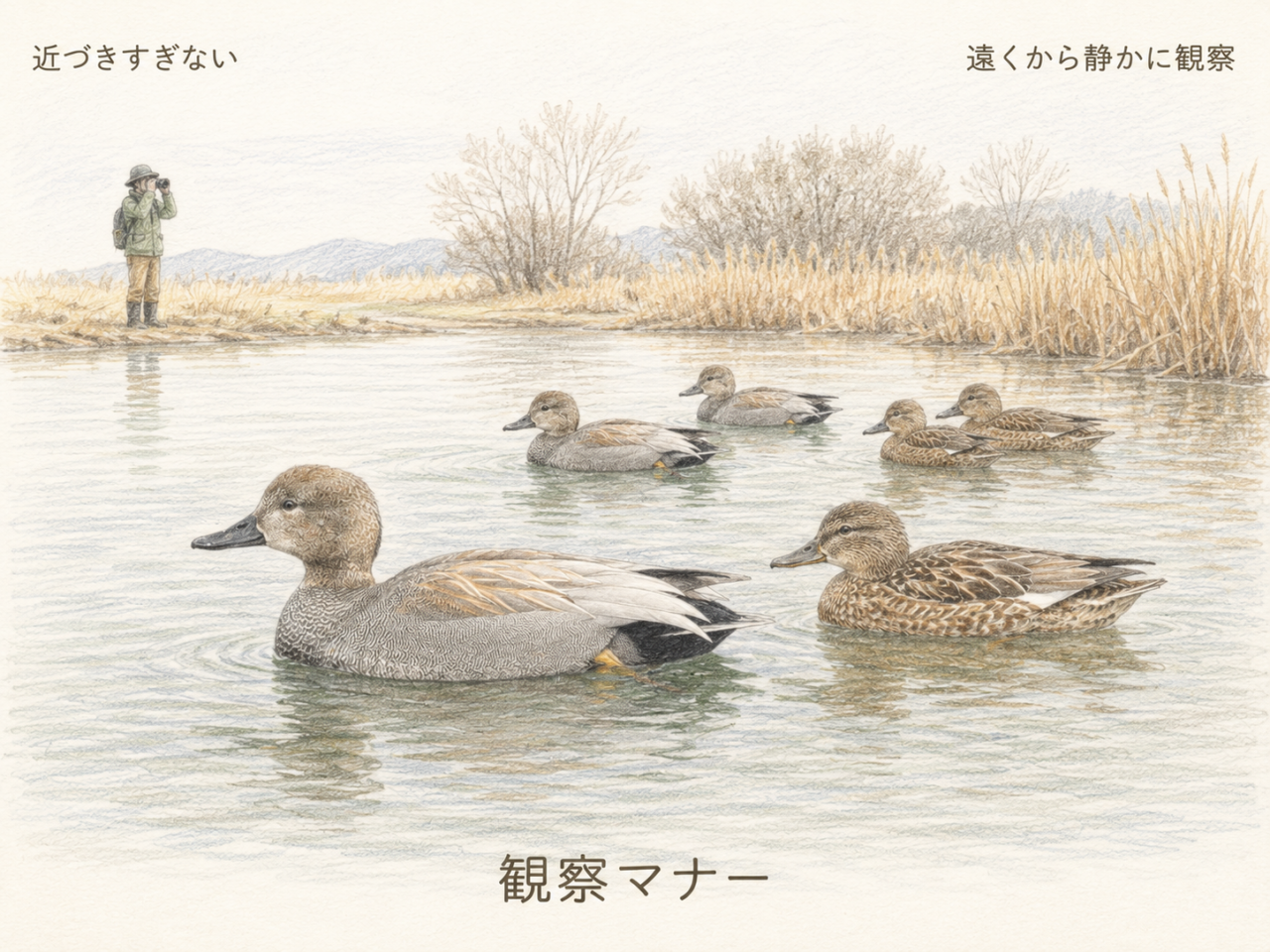 オカヨシガモを観察するときのマナー