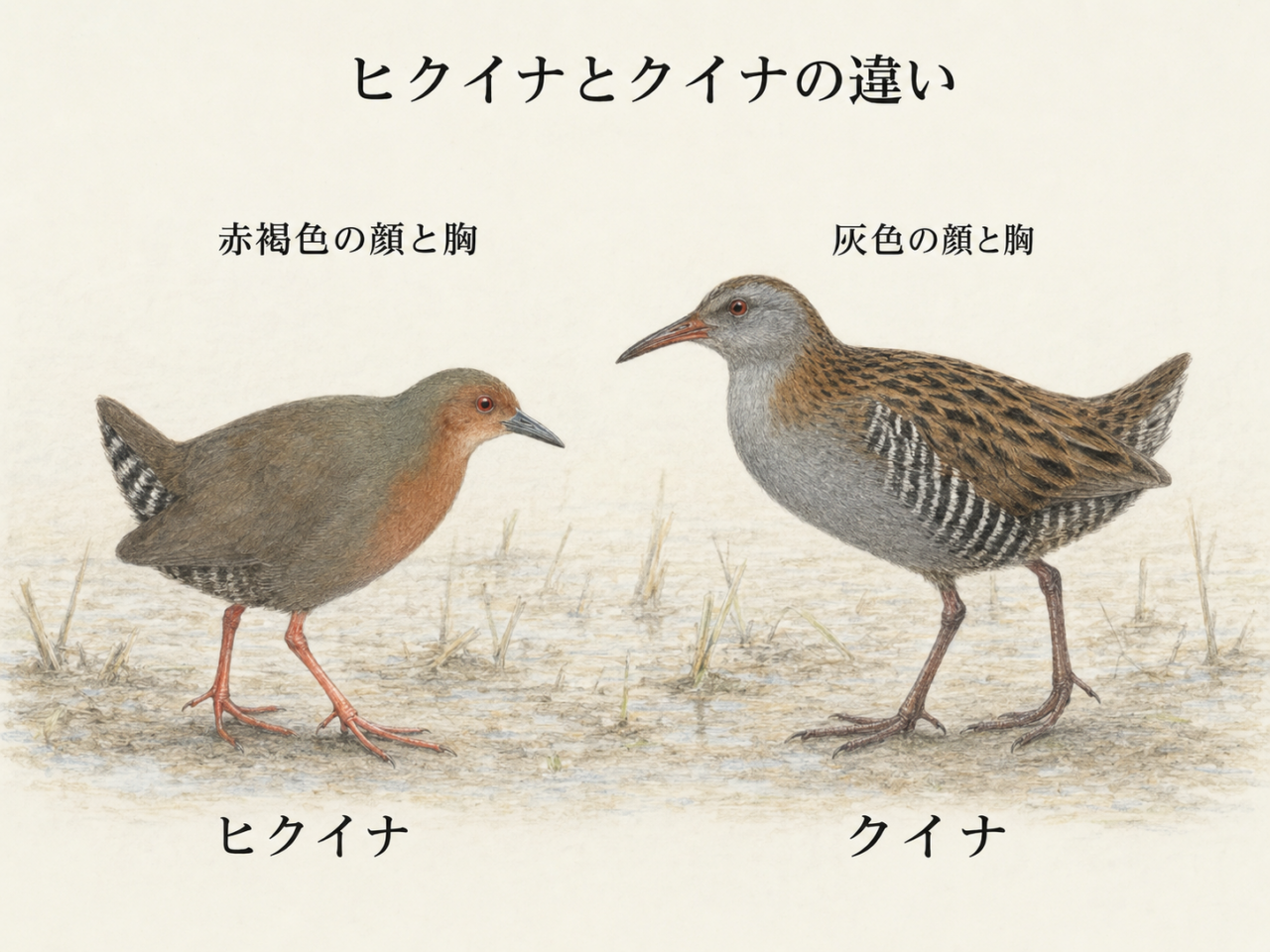 ヒクイナとクイナの違い