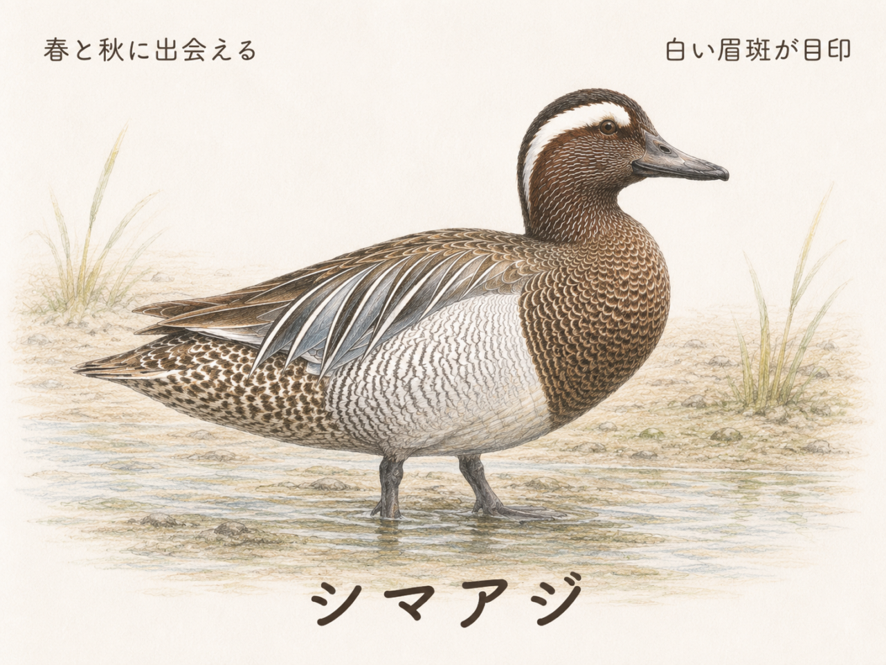 まとめ|シマアジは春秋の渡りで出会える美しい小型のカモ