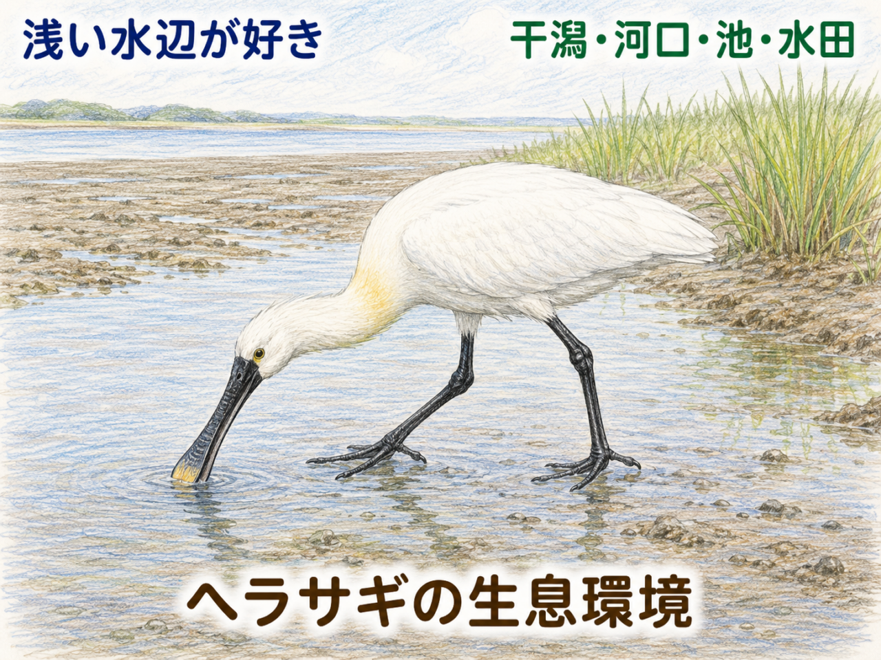 ヘラサギが好む生息地