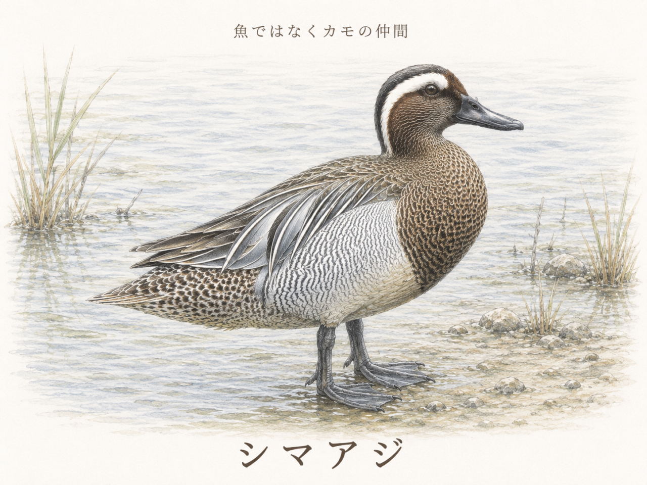 シマアジとは?魚ではなくカモの仲間の野鳥