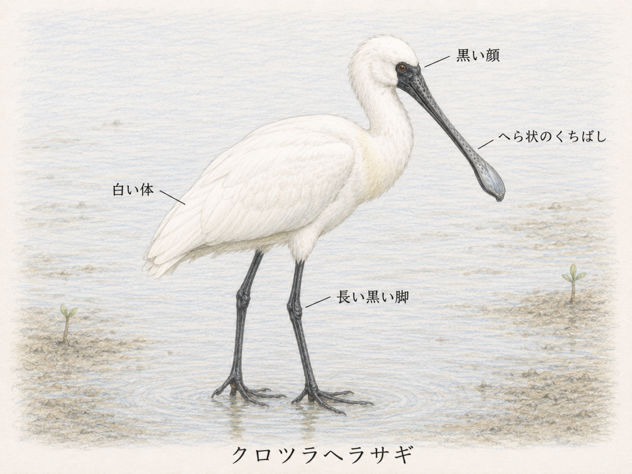 クロツラヘラサギの特徴