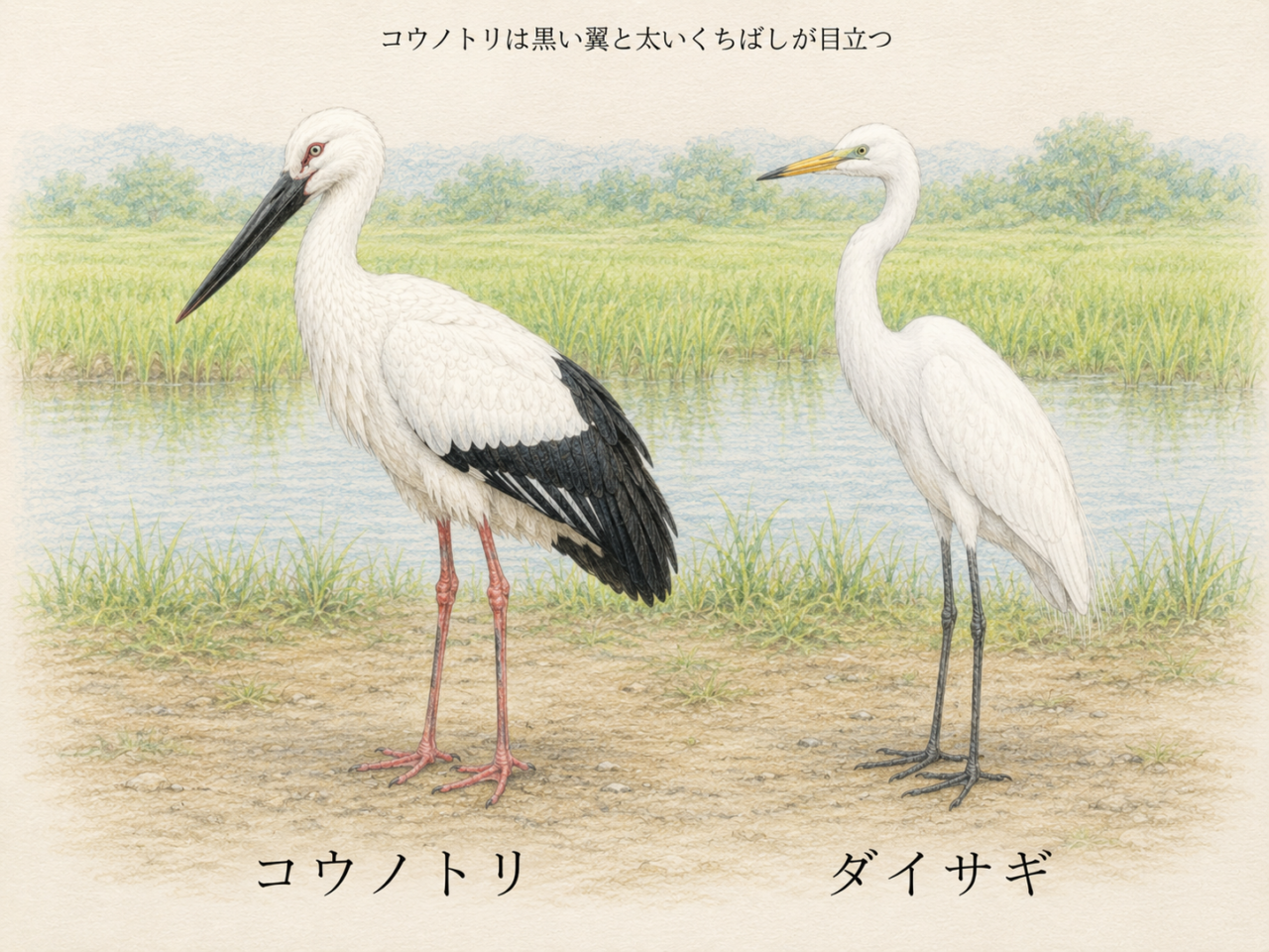 コウノトリと似た鳥との違い