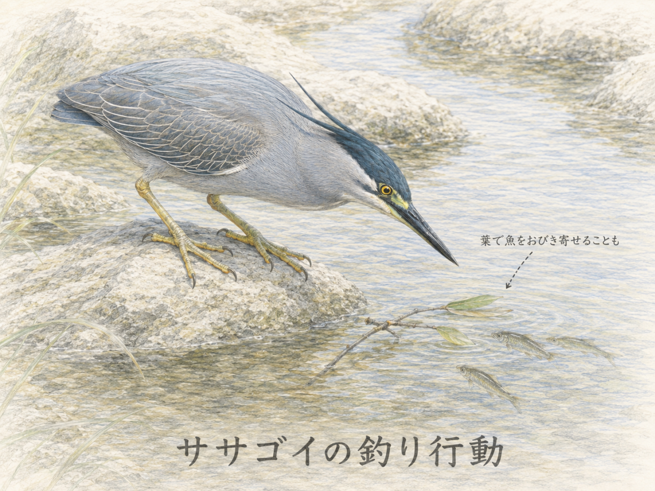 ササゴイの釣り行動|本当に魚を釣るの?
