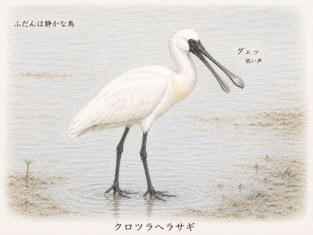 クロツラヘラサギの鳴き声