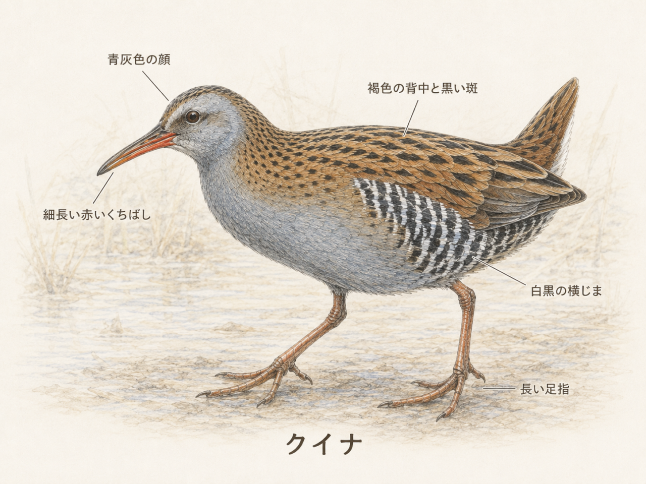 クイナの特徴｜見た目でわかるポイント