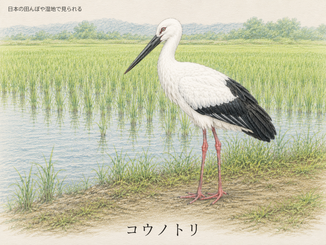 コウノトリとは？日本で見られる大型の水鳥
