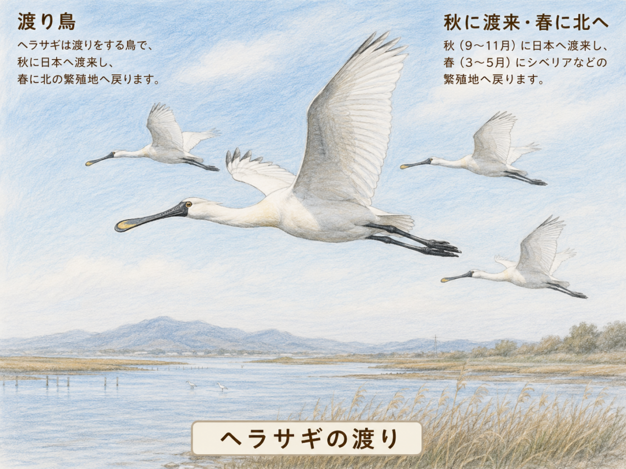 ヘラサギの渡り
