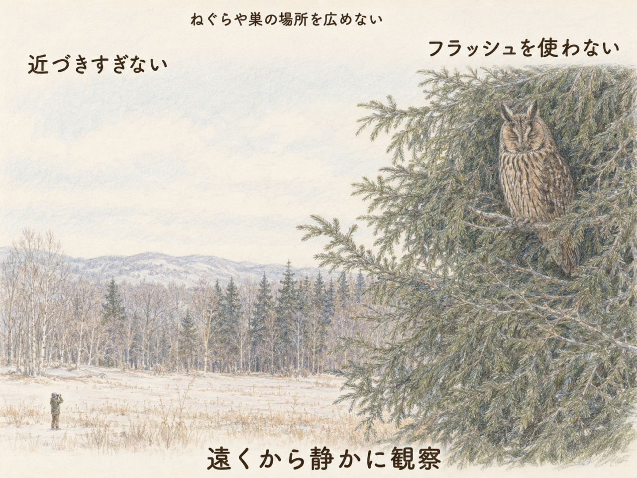 トラフズクを観察するときのマナー