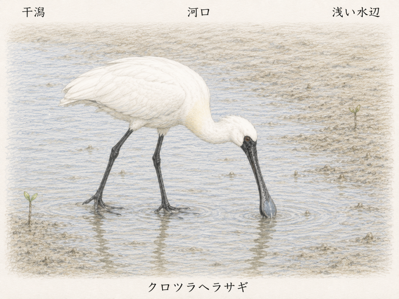クロツラヘラサギが好む生息地