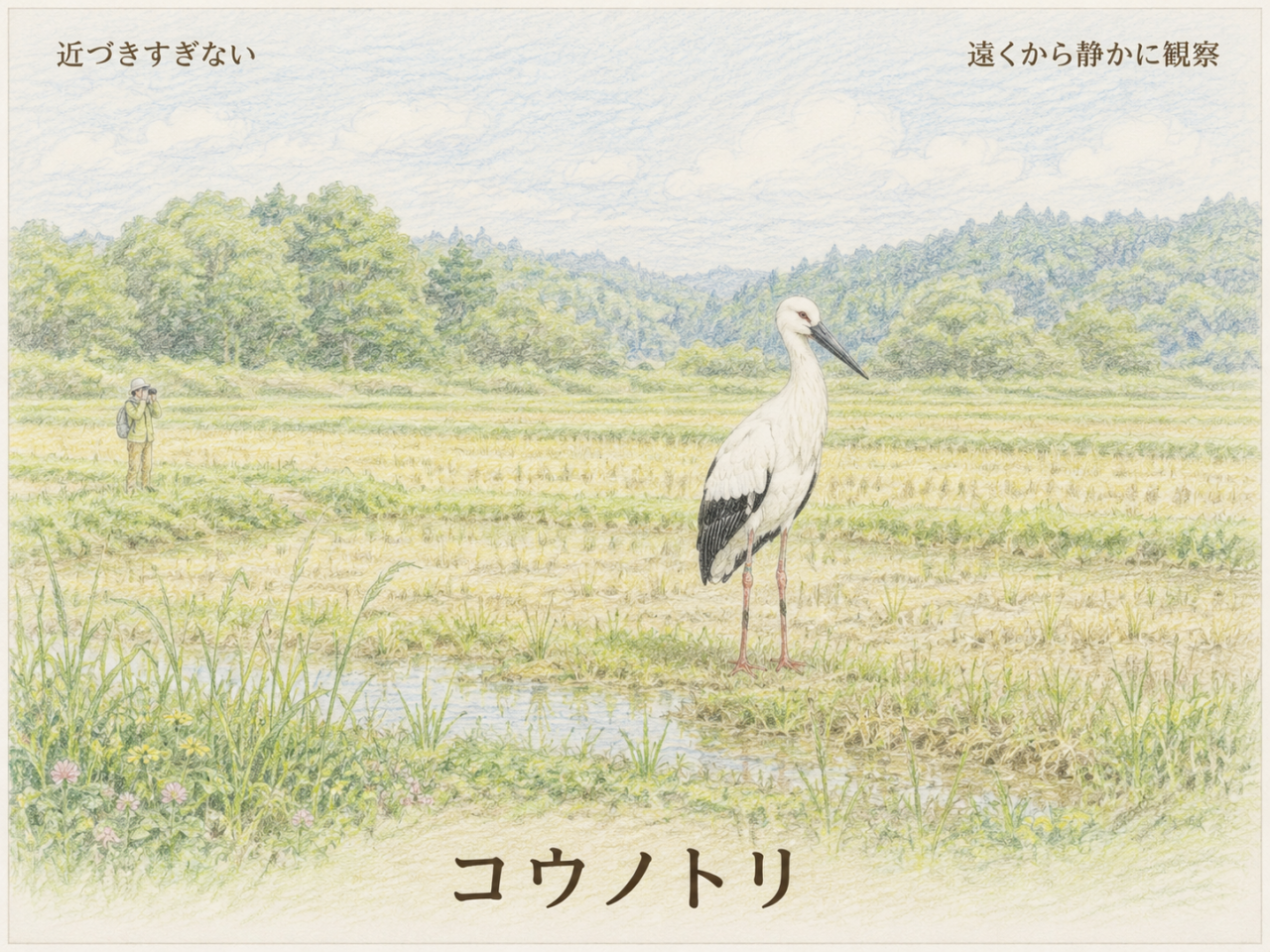 コウノトリを観察するときの注意点