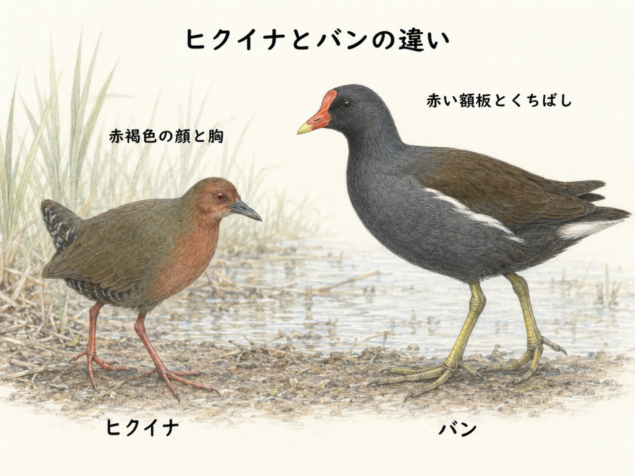 ヒクイナとバンの違い
