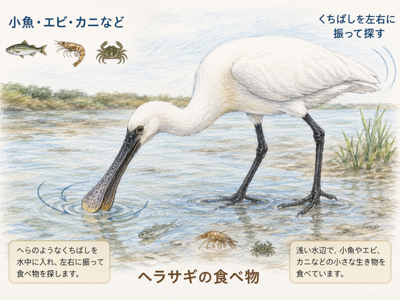 ヘラサギの食べ物