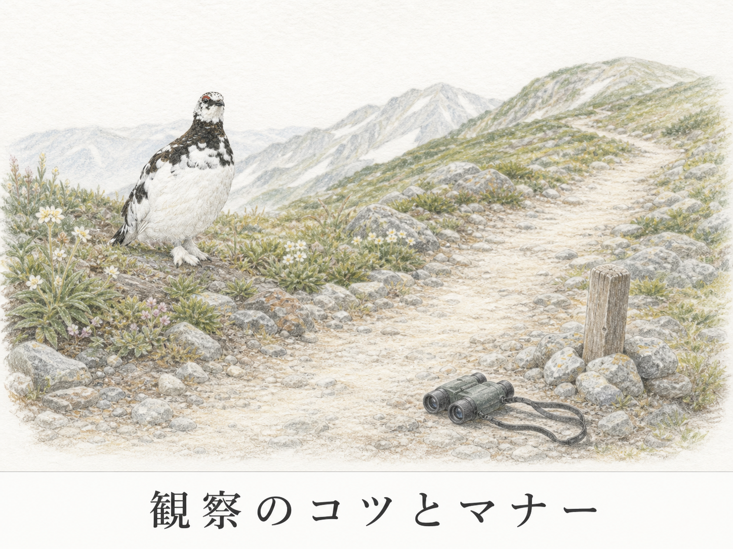 ライチョウ観察のコツとマナー 登山道から双眼鏡で観察